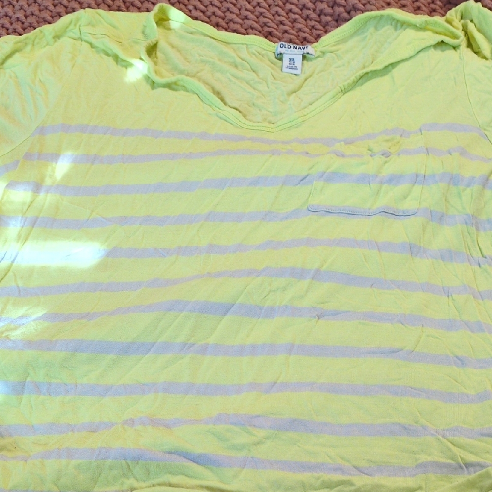 Old Navy Light Yellow Striped Tee